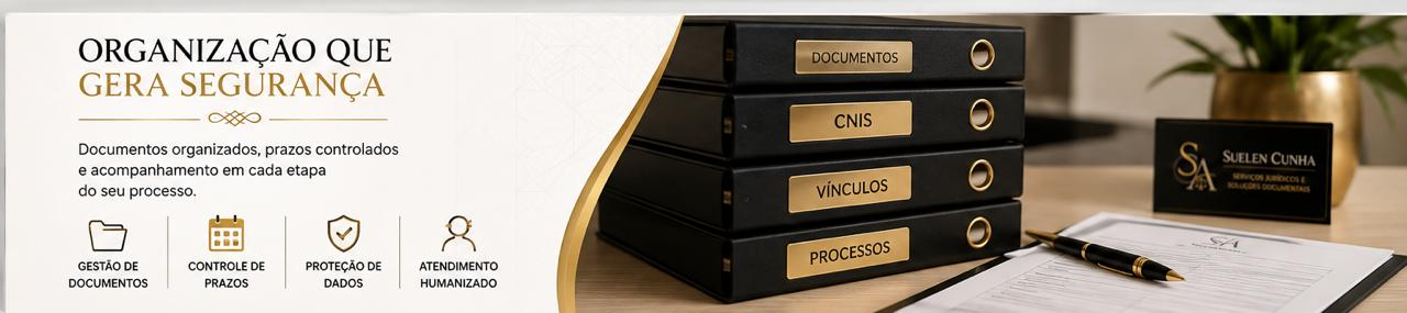 Organização documental: documentos organizados, prazos controlados e acompanhamento